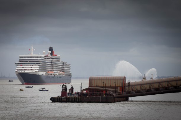 Queen Victoria turning in the river Mersey